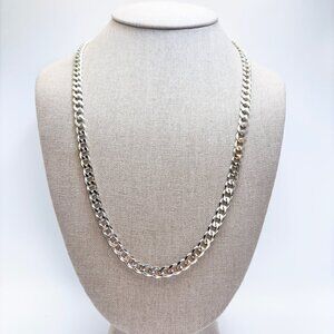 VTG Sterling Silver 925 Heavy Curb Link Chain Necklace Size 24" Length